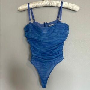 House of cb rouched blue body suit